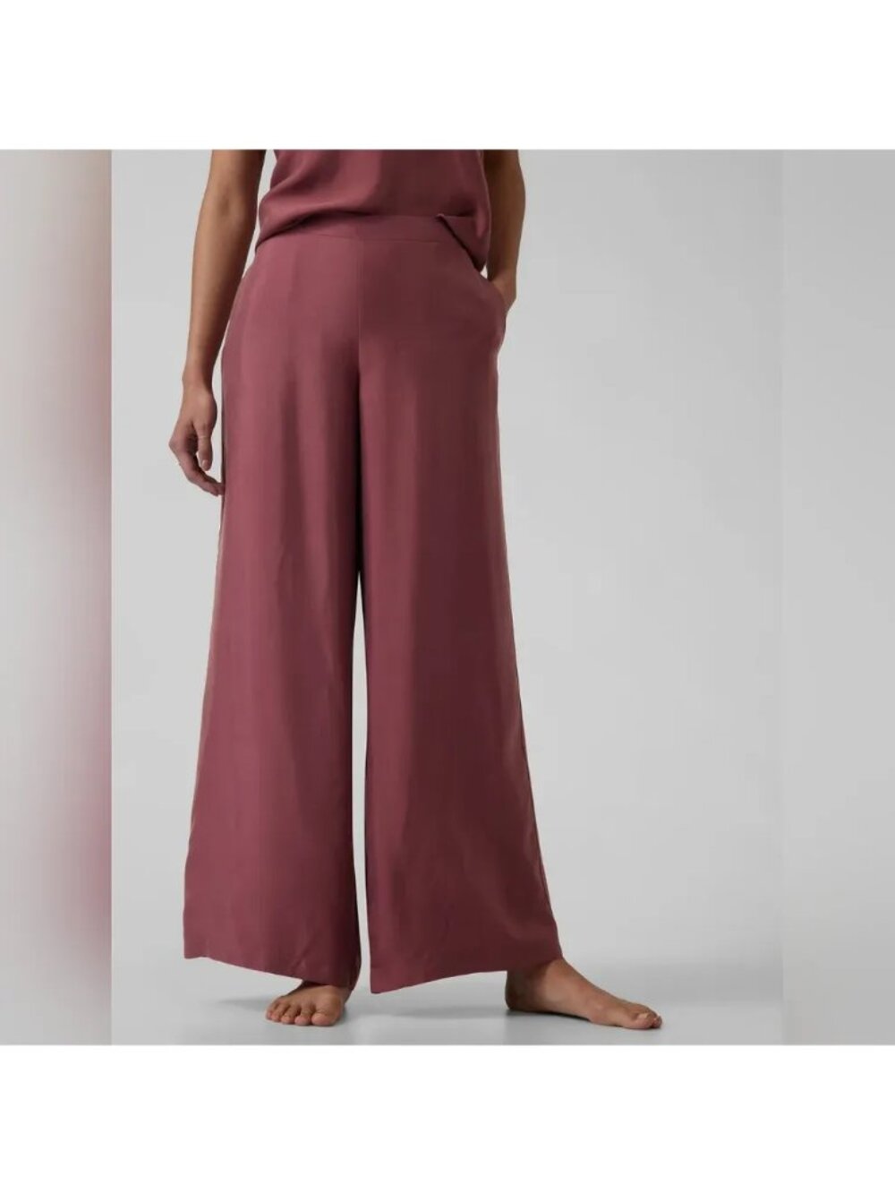 Athleta Calm Cool Pant XS 100% Cupro Wide Leg Pull-On Lightweight Mauve NWT